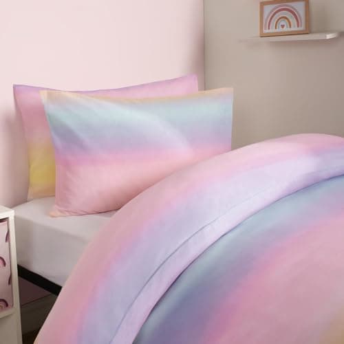 Image of OHS Rainbow Bedding Set Single, Duvet Covers for Girls Boys Single Duvet Set Super Soft Comfy Warm Kids Christmas Bedding with Pillowcase, Multicoloured