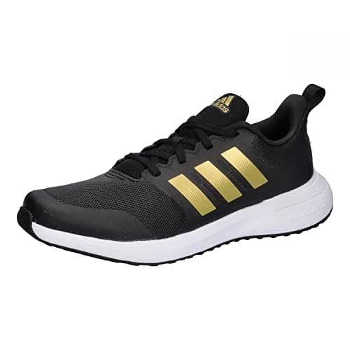 Image of adidas Fortarun 2.0 Cloudfoam Lace Running Shoes Sneaker, Core Black/Gold Metallic/Cloud White, 4.5 UK