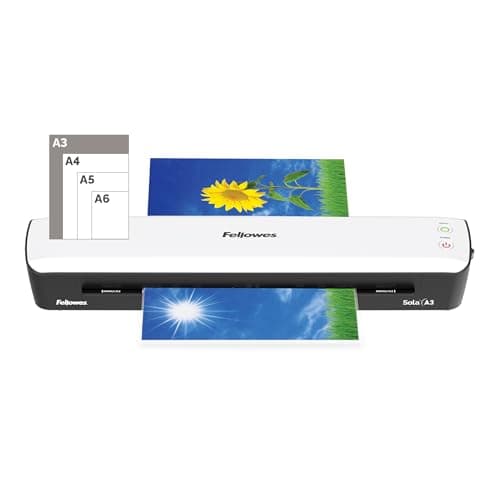 Image of Fellowes Sola A3 Laminator Machine for Home Use - Fast 4 Minute Warm Up Time with Auto Shut Off Feature - 80-125 Micron - White