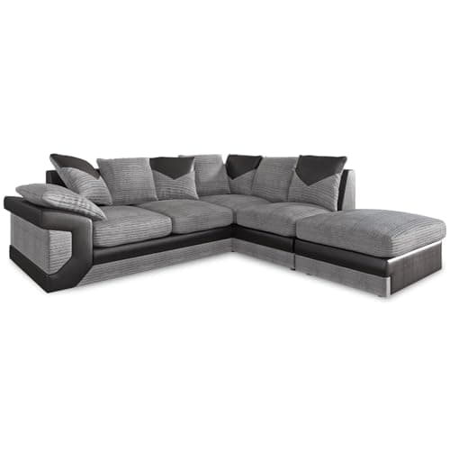 Image of RestNest Dino Right Hand Corner Sofa | 5 Seater Convertible into Footstool and L-Shaped Sofa | Grey and Black Fabric Settee Options | Two Styles Available (Grey-Black, Right Corner)