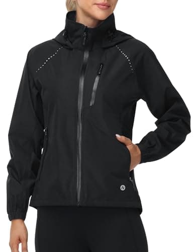 Image of Nepest Cycling Jacket Womens Waterproof Jacket Women Lightweight Packable Running Pack Away Rain Coats Ladies Waterproof Sports Jacket Hiking MTB Reflective Breathable Windproof, Black, M