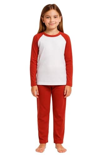 Image of A2Z 4 Kids Girls Boys Pjs Plain Pyjamas Set Lounge Suit Top Bottom - PJS Plain Red 3-4