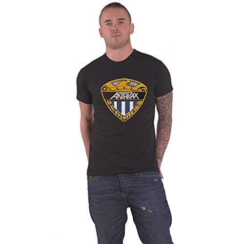 Image of Anthrax T Shirt Eagle Shield Stars Distressed Band Logo Official Mens Black
