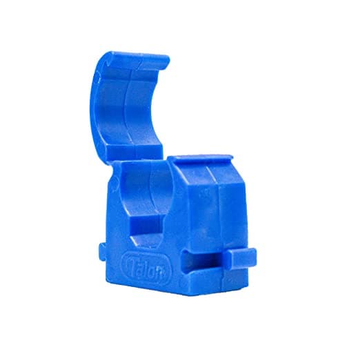 Image of Talon - 22mm Single Hinged Pipe Clips - Pack of 20 - Blue - 360° Fixing for Pipework - Temperatures Up to 85°C (185°F) - Safe for Use On Plumbing, Gas and Air Conditioning Pipe - UV Stabilized