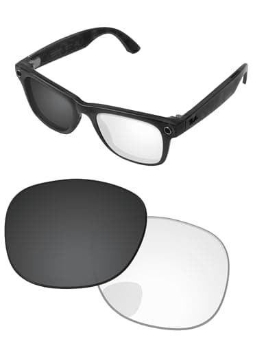Image of PapaViva Replacement Lenses Compatible with Ray-Ban Meta RW4008 53mm Sunglass Eclipse Gray Photochromic Non-polarized