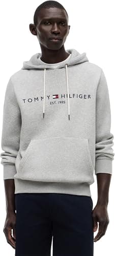 Image of Tommy Hilfiger Men’s Core Tommy Logo Hoodie, Grey (Cloud Heather), L