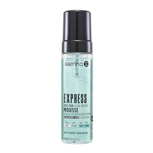 Image of Sienna X Express Clear Self Tan Water Mousse (190ml) Vegan Tanning Mousse with Hyaluronic Acid and Aloe Vera
