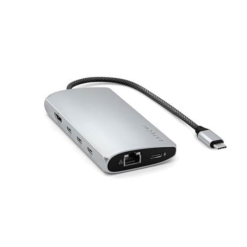 Image of SATECHI 8-in-1 USB-C Hub Multiport Adaptor V3, 8K@60Hz HDMI, 100W Charging, 4x USB Data Ports, Ethernet, SD Card Reader for Laptop, Mac/Windows, MacBook Air & Pro M5 M4 M3, iPad, Windows - Silver