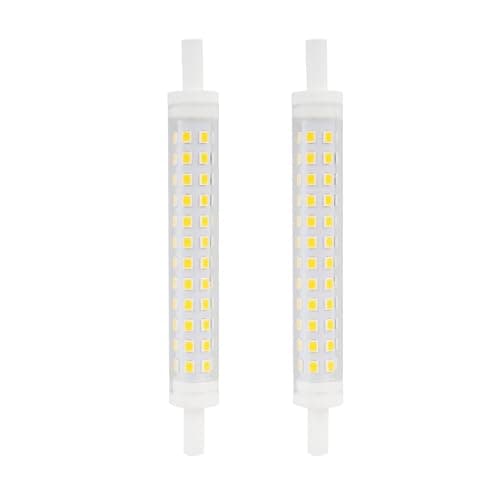 Image of 12W R7s LED Bulb 118mm, Warm White 3000K, 2 Pcs R7s Halogen Bulb 118mm Replacement, 9W LED Dimmable, 760-780LM, 360° Beam Angle, Ceramic+PC Cover, Double Ended Base for Ceiling Floodlight Lamp