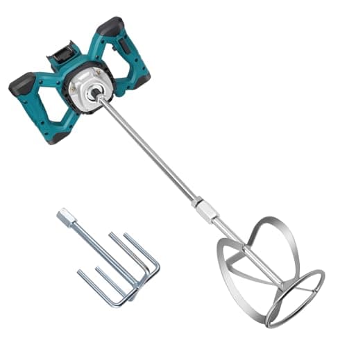 Image of Paint and Mortar Mixer, 950W Paddle Mixer Drill Compatible with Makita Battery, 6 Adjustable Speeds & 2 Replacement Heads, Concrete Stirrer for Paint Plaster Cement Mortar Glue Putty (No Battery)