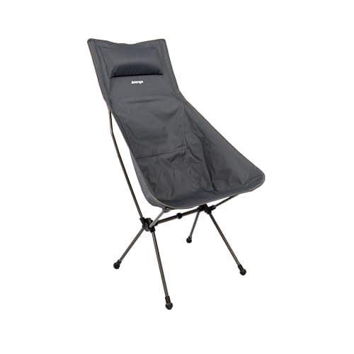 Image of Vango Micro Steel Tall Camping Chair, Lighweight, Strong Foldable to Compact Size, High Back Design Garden Chair Perfect for Festivals, Fishing, Campers, Walkers (India Ink)