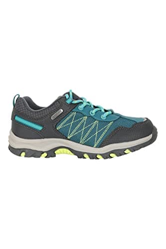 Image of Mountain Warehouse Stampede Kids Walking Shoes - Lightweight & Waterproof Sneakers with Suede & Mesh Upper for Boys & Girls - for Spring Summer, Wet Weather Two Tone Green Junior Shoe Size 2
