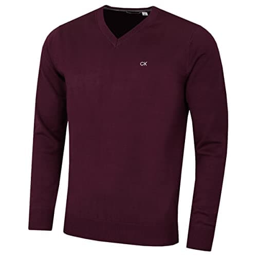 Image of Calvin Klein Mens V-Neck Soft Sweater - French Burgundy - XL