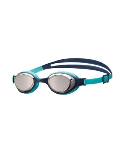 Image of ARENA Unisex Kids Junior Air Mirror Swim Goggles for Swimming Ages 6 to 12 Air Seals Anti-Fog Coated Lens Adjustable Strap, Silver/Navy/Water