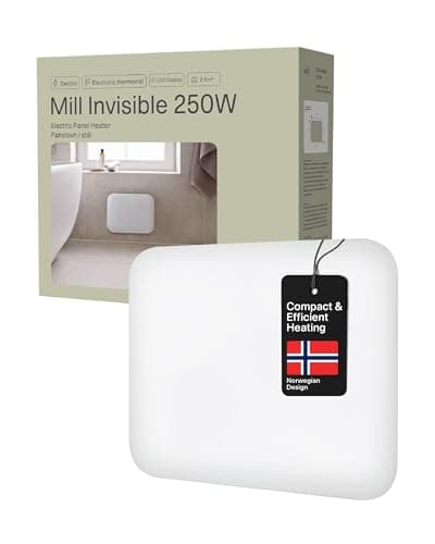Image of Mill Invisible Panel Heater 250W, Bathroom Heater for 2-5m2, LED Electric Heaters for Home, Elegant Quiet Electric Radiators Wall Mounted, Easy DIY, Rapid Heat Plug In Radiator, Designed in Norway