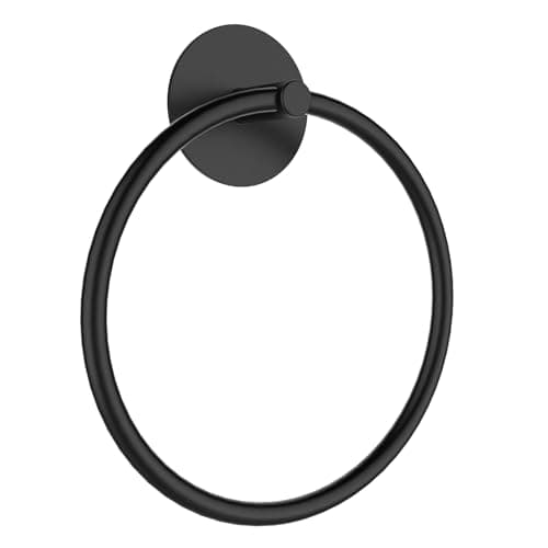Image of SetSail Adhesive Towel Holder for Bathroom Wall Matte Black Hand Towel Ring Stainless Steel Towel Hanger for Bathroom, Kitchen