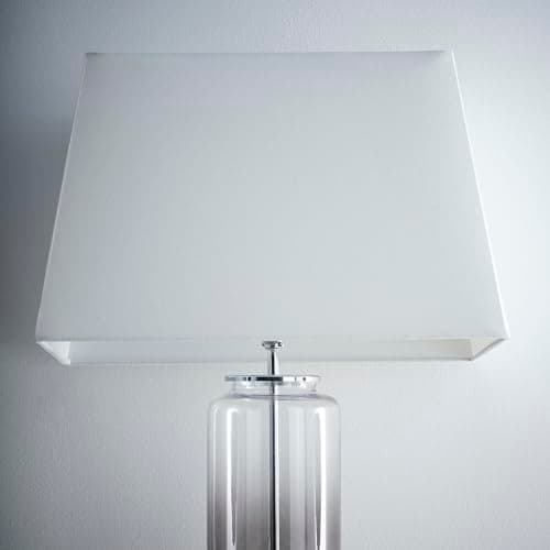 Image of K LIVING Modern Rectangle Light Shade for Ceiling Pendant in White | Unique Interior Home Decor Lamp Shade | Textured Linen Fabric Lampshade for Modern Table Lamps and Floor Lamps (17")