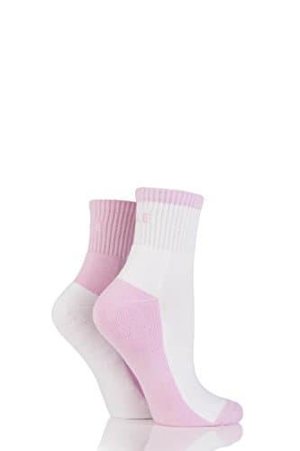 Image of ELLE Ladies Sports Cushioned Ankle Socks Pack of 2 Fresh Pink 4-8