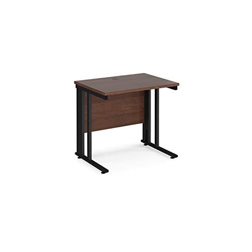 Image of Mr Office Maestro 25 straight desk 600mm deep - black cable managed leg, Walnut, 800