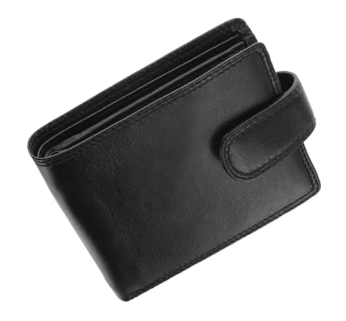 Image of WEDMAY Mens Leather Wallet Genuine Leather, RFID Blocking Bifold Wallet for Men with Coin Pocket, Credit Card Holder & ID Window, Slim Mens Wallet with Gift Box, Black