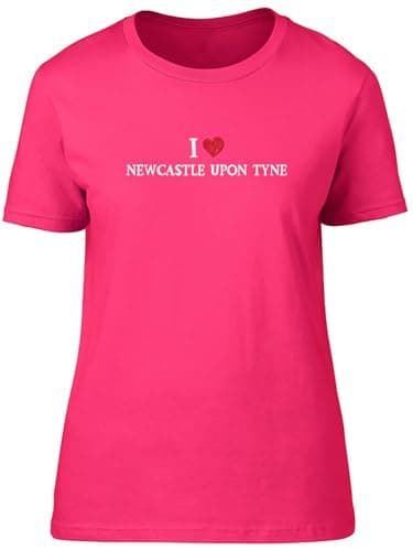 Image of Shopagift I Love Newcastle Upon Tyne Womens T-Shirt Tyneside Goerdie North East Ladies Tee Pink