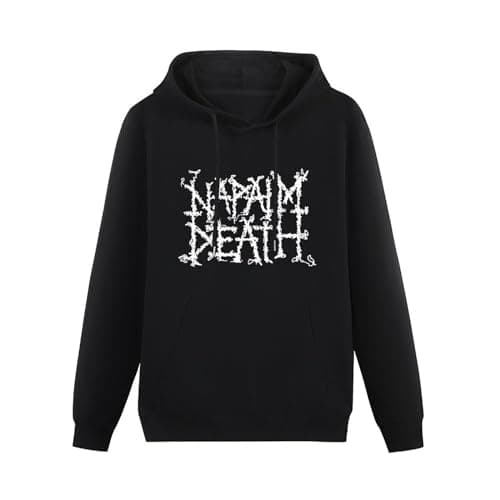 Image of Napalm Death Logo Hoody Rock Hoodie Rock Band Hoodies Long Sleeve Pullover Loose Hoody Mens Sweatershirt Size XL Black