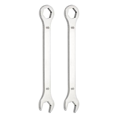 Image of sourcing map 2Pcs Mini Super Thin Combination Wrench 8mm Metric 6-Point Box and Open End Stainless Steel Double Ended Spanner Tool for Automotive Pipe Furniture Machinery DIY Repair, Silver