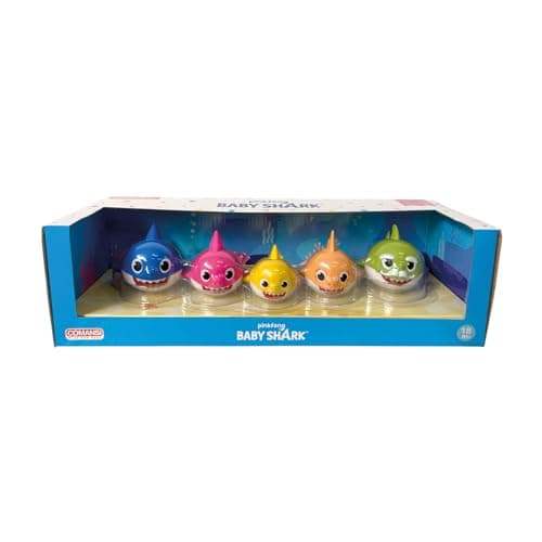 Image of Comansi Baby Shark Collection Set (5 Figurines: Baby, Mommy, Daddy, Grandpa, Grandma Shark)