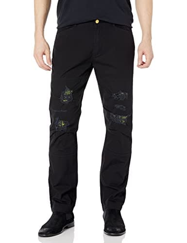 Image of LRG Men's Lifted Research Group Slim Straight Twill Pant Jeans, Distressed Black, 32