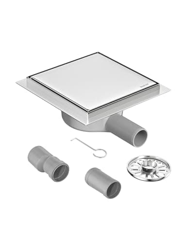 Image of Neodrain Shower Drain Stainless Steel Square Floor Drain 2 in 1 Tile Insert with 360° Siphon, Hair Strainer and Drain Adapter, 150 x 150 mm