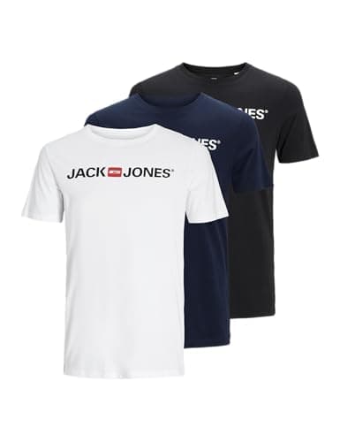 Image of JACK & JONES Mens Corp Logo 3 Pack T-Shirt White XXL
