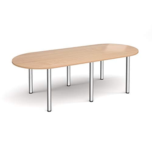 Image of Mr Office Radial end meeting table with 6 radial legs - chrome legs, Beech