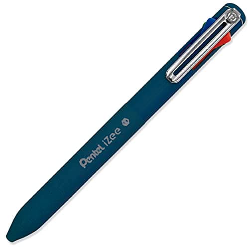 Image of Pentel BXC470-DC iZee 4-Colour Ballpoint Pen - Choice of Colours (Black/Red/Blue/Green) via Side Pushers in Ink Colour, 0.5 mm Line Width, Refillable, Pack of 1
