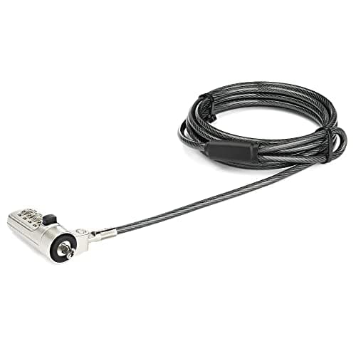 Image of StarTech.com 6.5ft (2m) Laptop Cable Lock - 4-Digit Combination Laptop/Desktop Security Cable Lock for Wedge Slot Computers - Anti-Theft Vinyl-Coated Steel Combo Cable Lock - Portable (LTLOCKNBL)