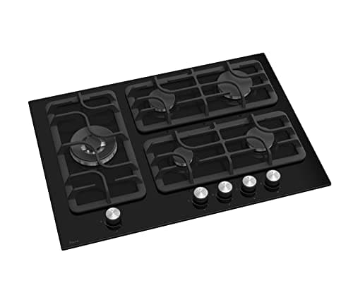 Image of Ferre SL135-70cm Built-in Gas Hob - 5 Burners - Black Glass Body