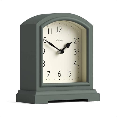 Image of Jones Clocks® Tavern mantel clock | Modern arch top design | Asparagus green | Contemporary classic style for desk, table, shelf or bedside