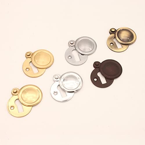 Image of Victorian Standard Key Hole Cover Open or Covered Escutcheons Lock Security Key Hole Cover with Screws in Various Finishes (Closed Key Hole Cover, Satin Brass)
