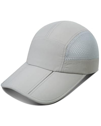 Image of GADIEMKENSD UPF 50+ Foldable Baseball Cap with Breathable Mesh Extended Brim Running Caps for Men Women Water Repellent Summer Cricket Hats Golf Hat for Outdoors Sports, Light Gray