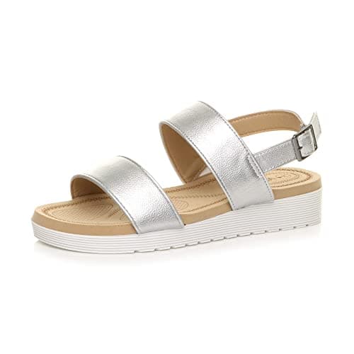 Image of AJVANI Womens ladies low wedge heel slingback buckle strappy flatform sandals size 6 39