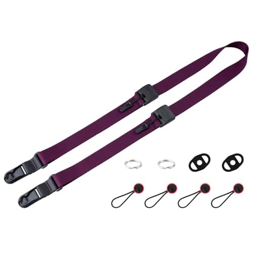 Image of VKO Quick Release Camera Strap,Quick Adjust UltraLight Comfortable Camera Straps for Man Woman Photographers(4'11"to 6'5") Film SLR APS-C DSLR Mirrorless Camera Neck Shoulder Strap 25mm(Purple)