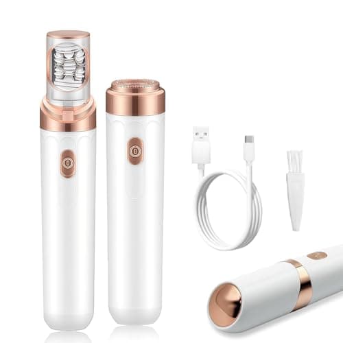 Image of Epilator for Women, 2 in 1 Epilator & Shaver, Rechargeable Hair Removal Device with LED Light, for Face, Underarms, Legs, Travel Use(White)