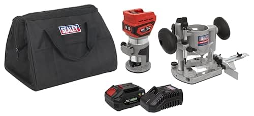 Image of Sealey 20V SV20 Series, Cordless Trimming Router Kit 4Ah, 1 Battery - CP20VTRKIT1