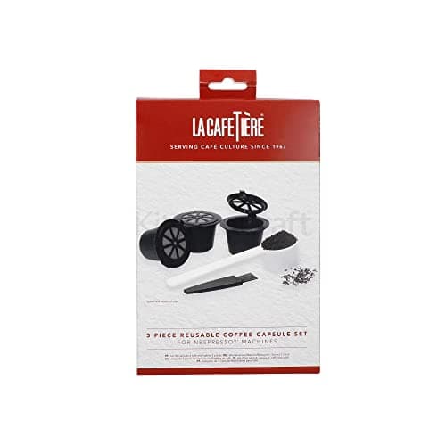 Image of La Cafetière 3-Piece Reusable Coffee Capsule Set (Black, Compatible with Nespresso Machines)