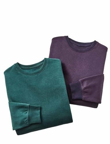 Image of Pegasus Men's Crew Neck Sweatshirts (Pack of 2) Brushed Fleece Pullover Jumper with Long Sleeves Navy M