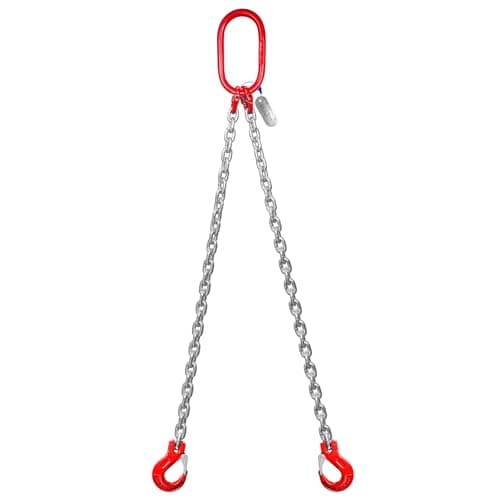 Image of SENKEYFE 3 Ton Chain Sling 5/16 in x 6.5 Ft Lifting Chains 2 Legs Industrial Grab Hooks 6600LBS Capacity Lifting Slings G80 Alloy Steel Engine Chain Hoist Lifts for Cargo Security Towing and Handling