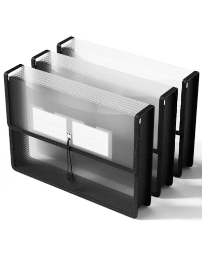 Image of ThinkTex A4 Plastic File Folder, 3 Pcs Document Folder Transparent envelopes with Elastic Closure, No Dividers, Large Capacity, for School Office Home
