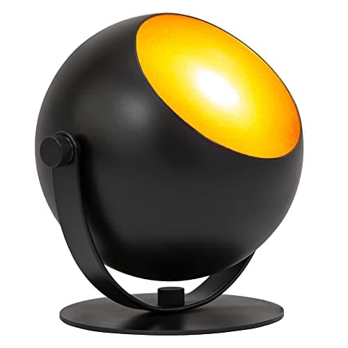 Image of Happy Homewares Modern Adjustable Matt Black Metal Mini-Projector LED Table/Floor Uplighter Lamp with Satin Golden Inner | 5w LED | 3000k 280 Lumens | 14cm Height | 45 Degrees