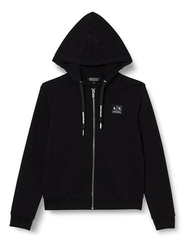 Image of Armani Exchange Women's Sustainable, Black Edition, Zip Closure Hooded Sweatshirt, black, L