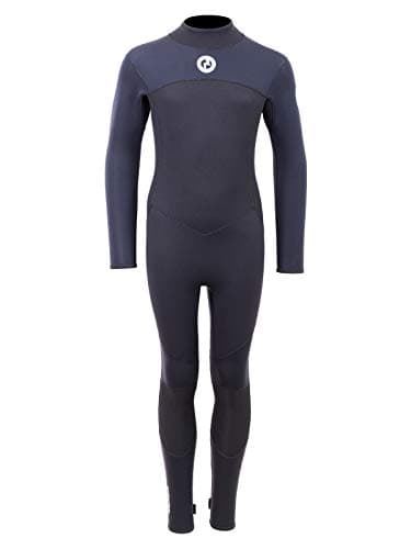 Image of Two Bare Feet Kids Thunderclap 5/4mm Neoprene Winter Wetsuit – Thick, Full Length, Warm & Flexible Design for Cold Water Surfing, Diving, Swimming & Watersports (Black, M (7-8 Years))