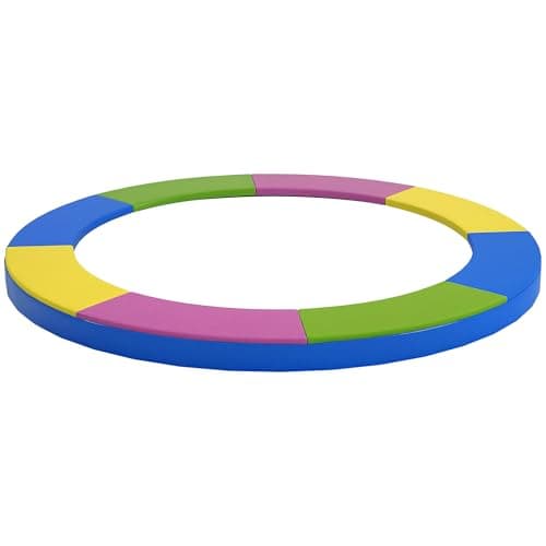 Image of SPORTNOW 8FT Trampoline Spring Cover, Plastic Trampoline Pad Replacement with Elastic Cord, Waterproof, UV Resistant and Tear-Resistant, Multi-Colored